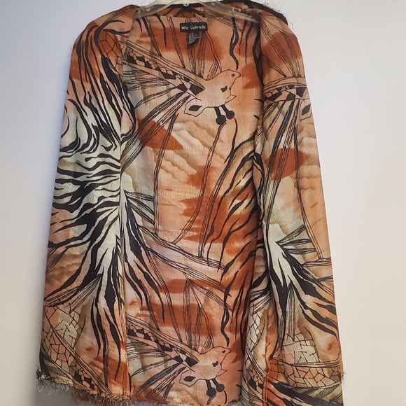 Mlle Gabriel Tiger Giraffe Jungle Print Eyelash Cardigan Size 16 - Picture 7 of 9